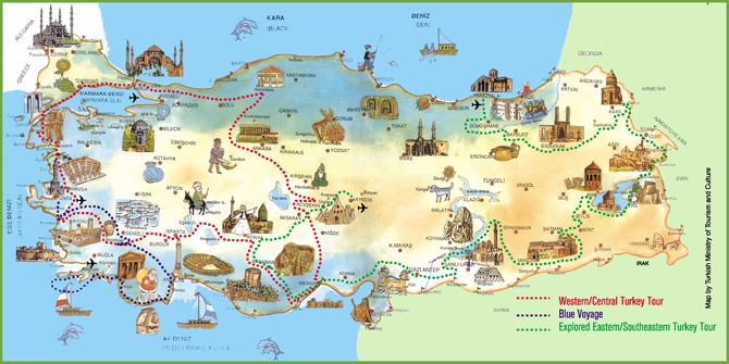 Bản đồ du lịch Thổ Nhĩ Kỳ chi tiết