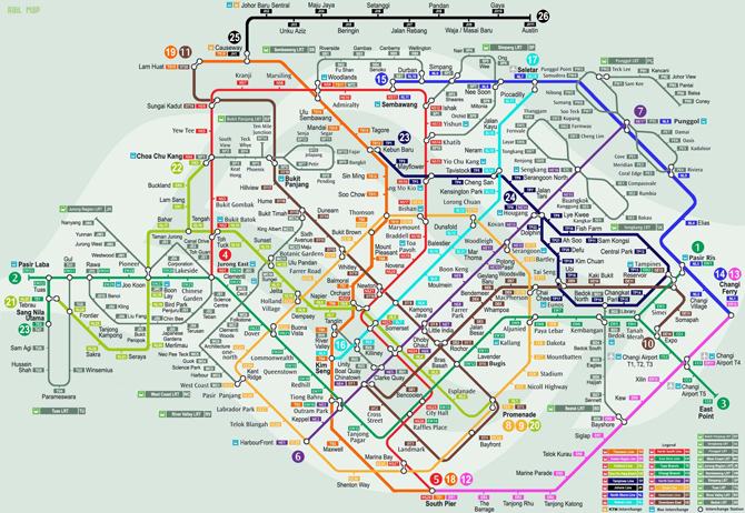 Bản đồ hệ thống đường tàu Singapore