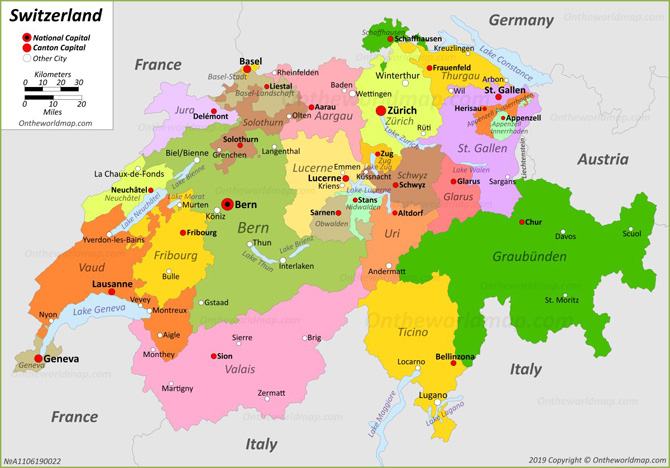 Bản đồ đất nước Thụy Sĩ