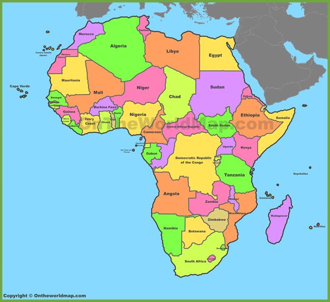 Bản đồ diện tích các quốc gia thuộc Châu Phi