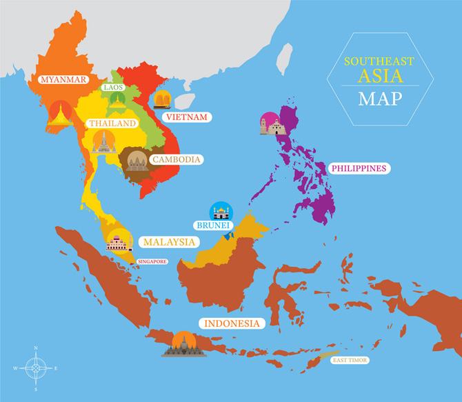 Bản đồ dùng những nước chống Đông Nam Á