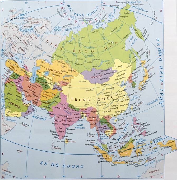 Bản đồ các quốc gia Châu Á chi tiết nhất