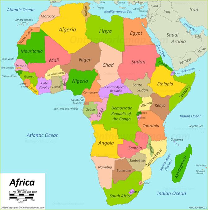 Bản đồ Châu Phi và các quốc gia thuộc Châu Phi