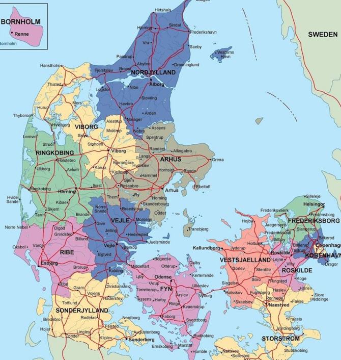 Bản đồ hệ thống giao thông tại Đan Mạch
