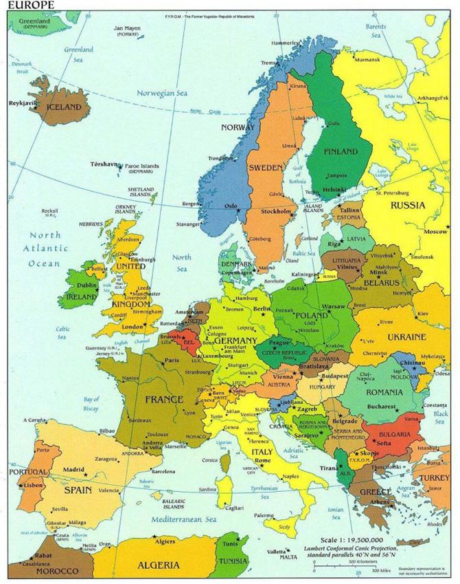 Vị trí trên bản đồ Châu Âu