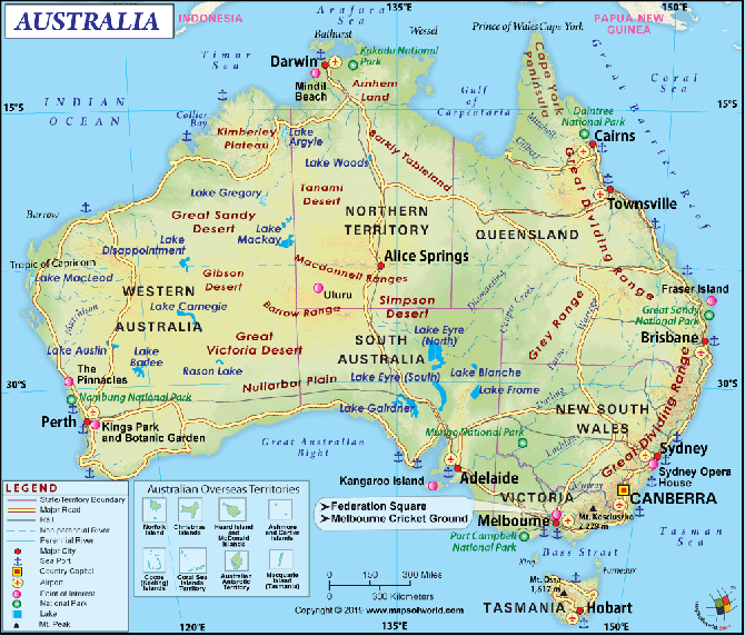 Bản đồ hệ thống giao thông nước Australia