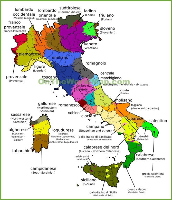 Bản đồ các tỉnh nước Ý chi tiết 