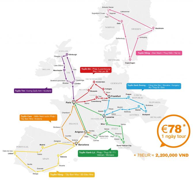 Bản đồ hệ thống giao thông liên minh Châu Âu
