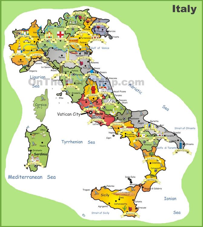 Bản đồ nước Ý và các nước Châu Âu