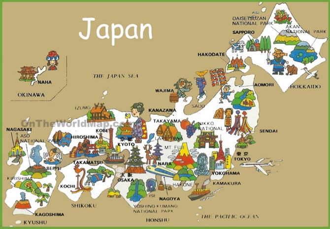Bản đồ du lịch các tỉnh Nhật Bản