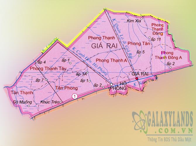 Bản đồ huyện Giá Rai tỉnh Bạc Liêu