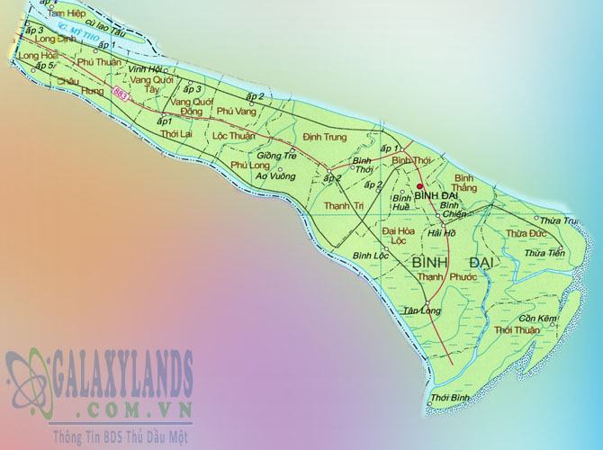 Bản đồ huyện Bình Đại, tỉnh Bến Tre