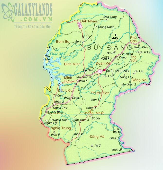 Bản đồ huyện Bù Đăng tỉnh Bình Phước