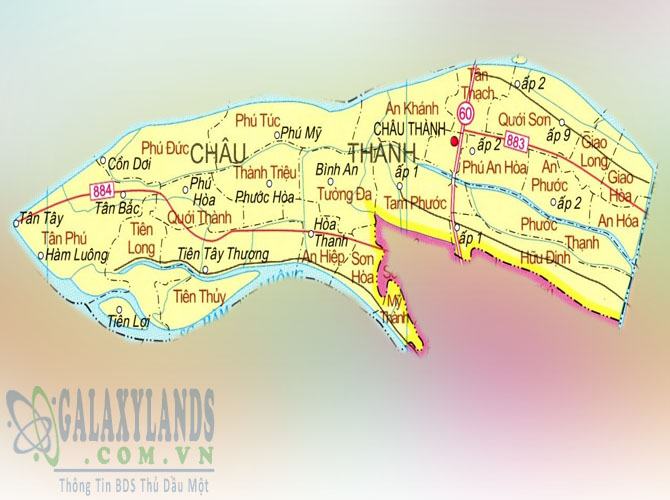 Bản đồ huyện Châu Thành, tỉnh Bến Tre