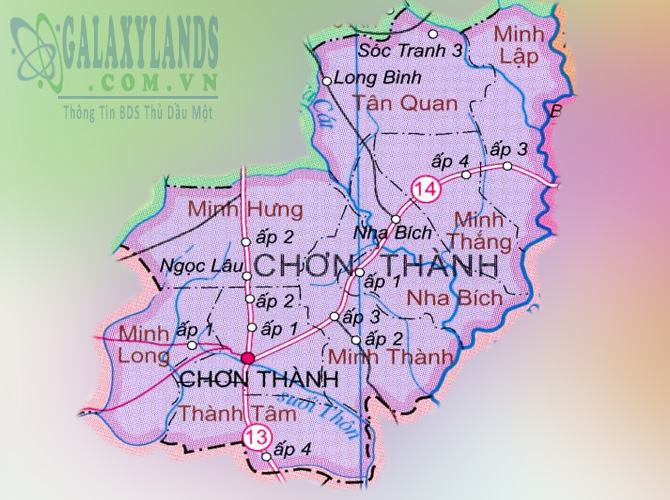 Bản đồ huyện Chơn Thành tỉnh Bình Phước