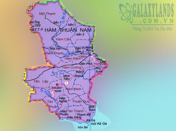 Bản đồ huyện Hàm Thuận Nam tỉnh Bình Thuận