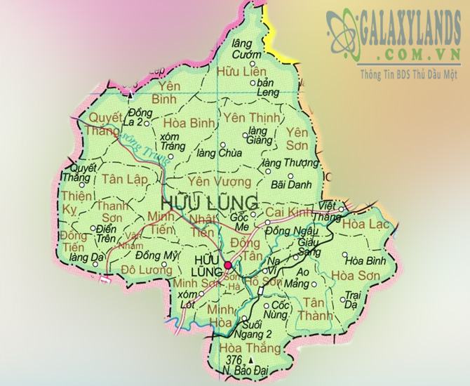 Bản đồ huyện Hữu Lũng tỉnh Lạng Sơn