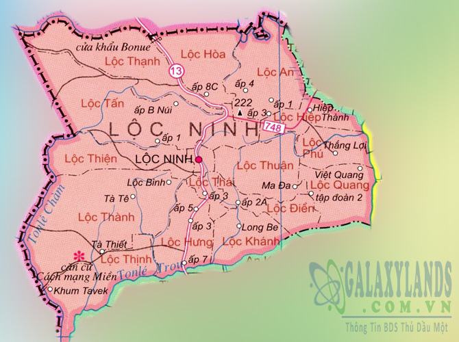 Bản đồ huyện Lộc Ninh tỉnh Bình Phước