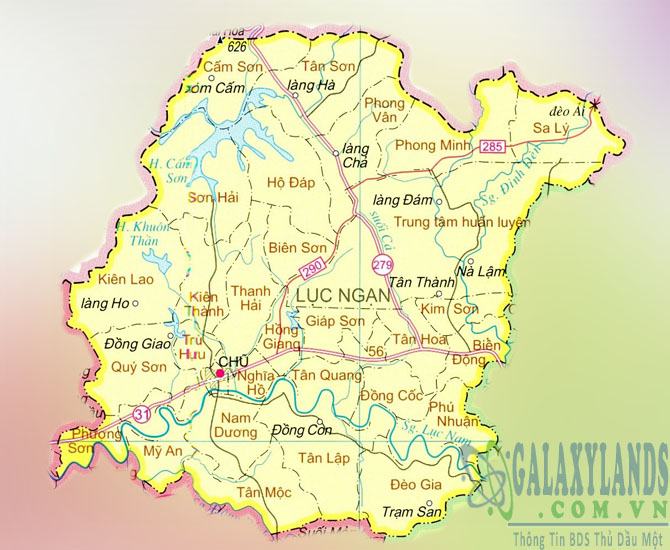 Bản đồ huyện Lục Ngạn 