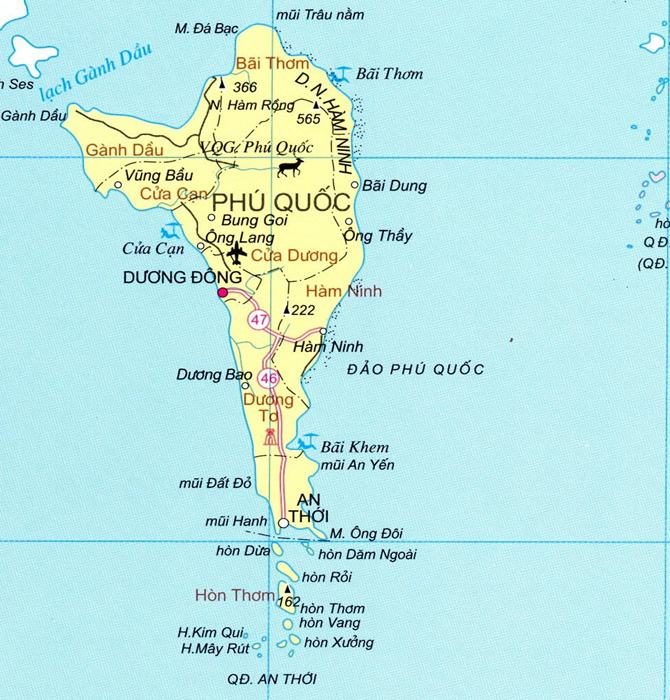 Bản đồ Đảo Phú Quốc tỉnh Kiên Giang
