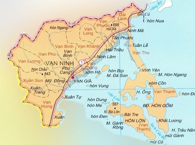 Bản đồ huyện Vạn Ninh tỉnh Khánh Hòa