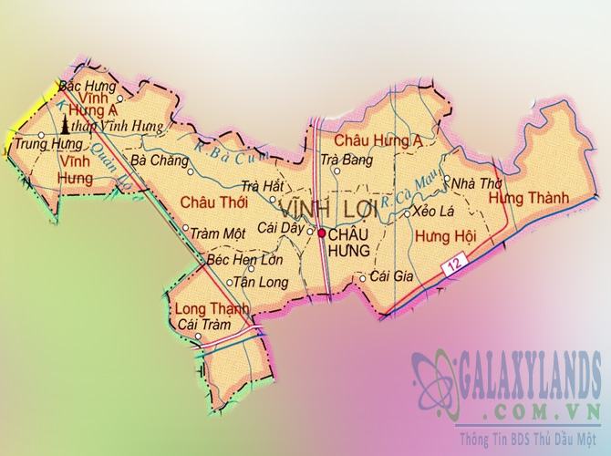 Bản đồ huyện Vĩnh Lợi tỉnh Bạc Liêu