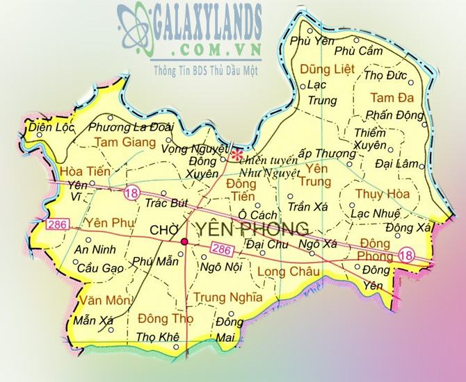 Bản đồ huyện Yên Phong tỉnh Bắc Ninh