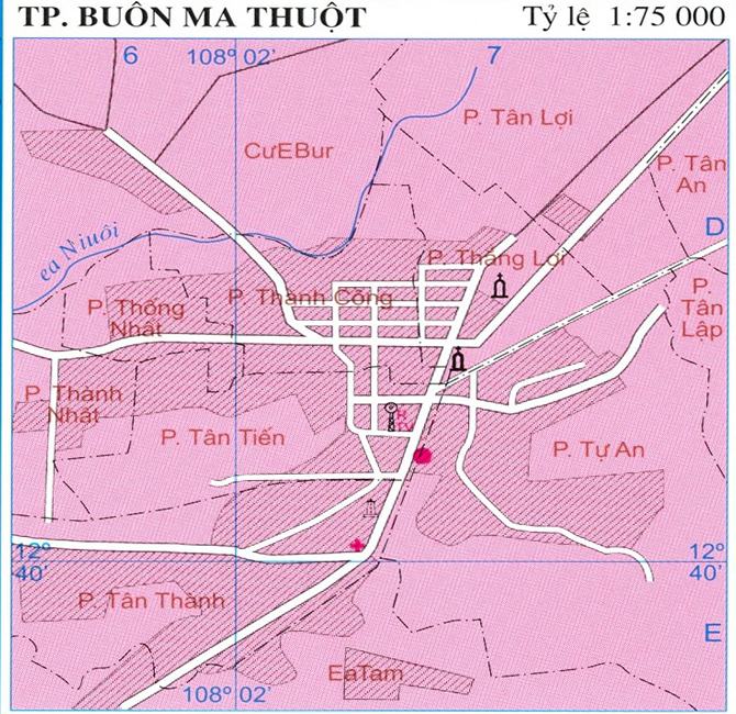 Bản đồ thành phố Buôn Ma Thuột tỉnh Đắk Lắk