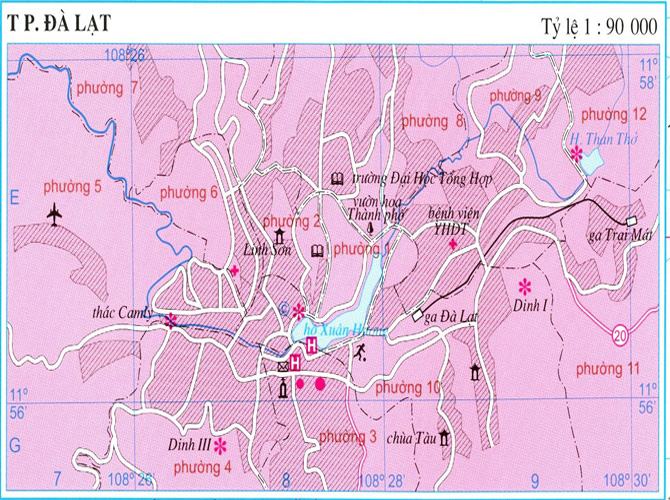 Bản đồ thành phố Đà Lạt tỉnh Lâm Đồng