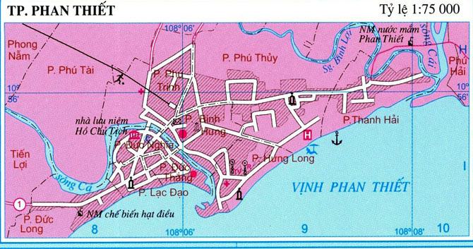 Bản đồ thành phố Phan Thiết tỉnh Bình Thuận