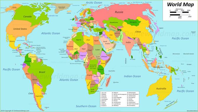 Bản đồ các quốc gia trên thế giới