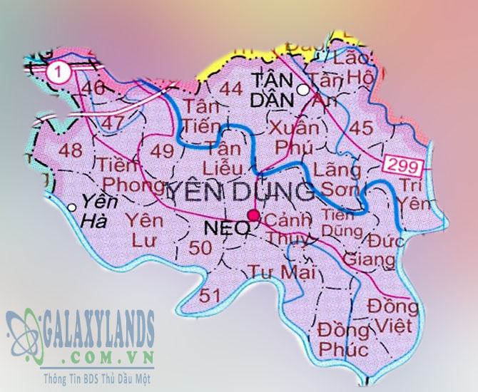 Bản đồ huyện Yên Dũng tỉnh Bắc Giang