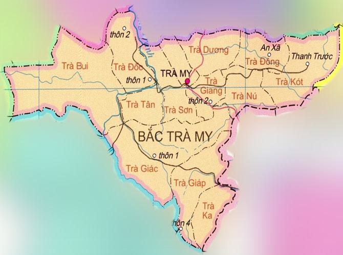 Bản đồ huyện Bắc Trà My tỉnh Quảng Nam