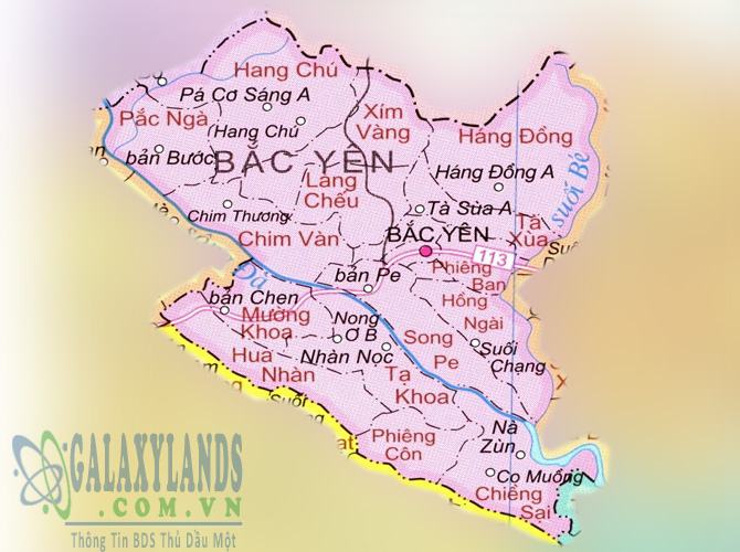 Bản đồ huyện Bắc Yên tỉnh Sơn La