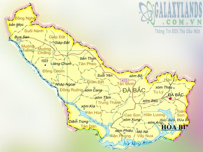Bản đồ huyện Đà Bắc tỉnh Hòa Bình