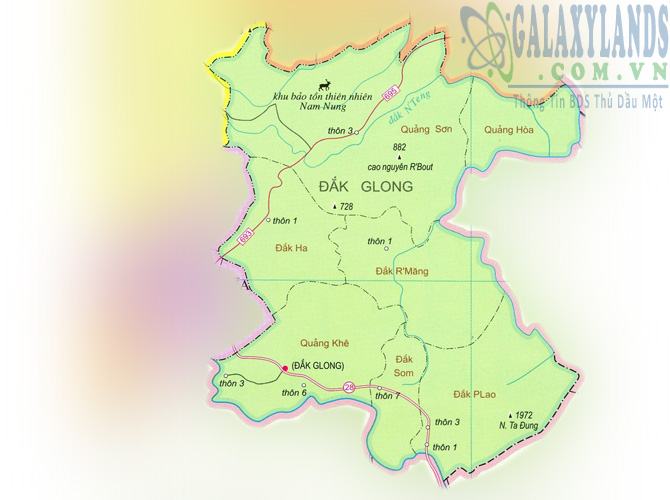 Bản đồ huyện Đắk Glong tỉnh Đắk Nông