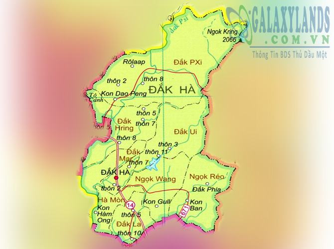 Bản đồ huyện Đắk Hà tỉnh Kon Tum