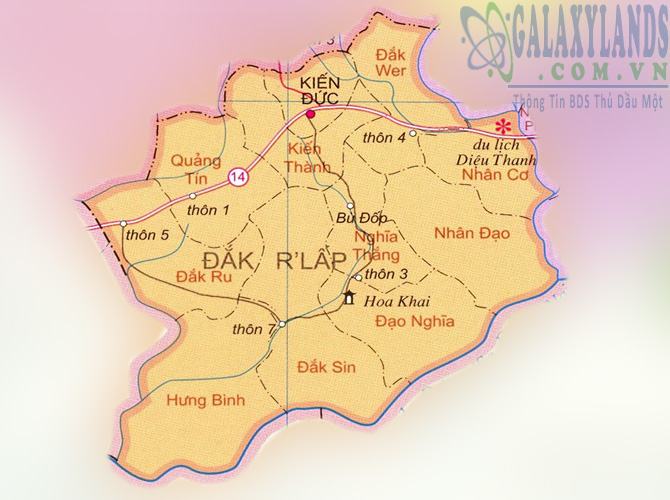 Bản đồ huyện Đắk Rlấp tỉnh Đắk Nông