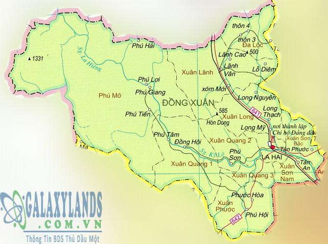 Bản đồ huyện Đồng Xuân tỉnh Phú Yên