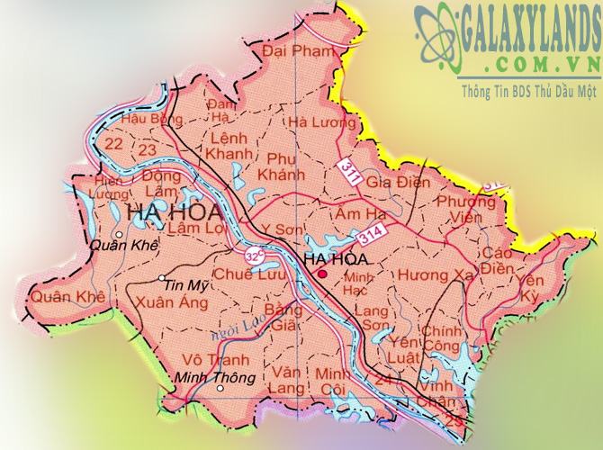 Bản đồ huyện Hạ Hòa 