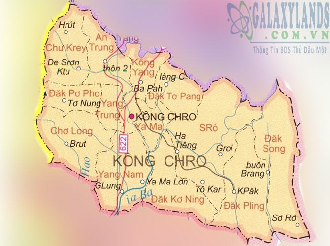 Bản đồ huyện Kông Chro tỉnh Gia Lai