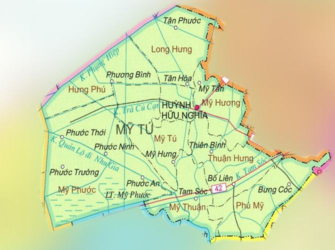 Bản đồ huyện Mỹ Tứ tỉnh Sóc Trăng
