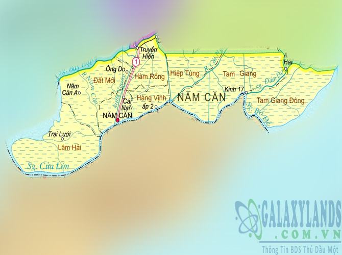 Bản đồ huyện Năm Căn tỉnh Cà Mau