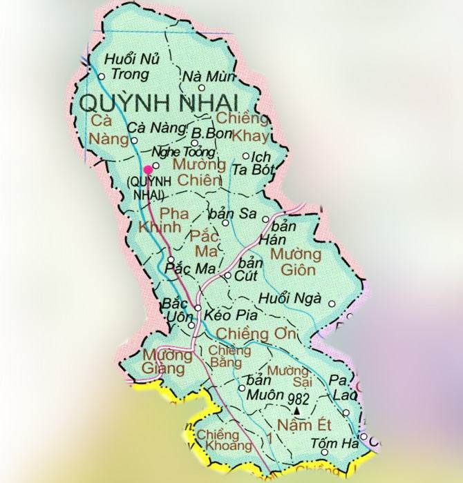 Bản đồ huyện Quỳnh Nhai tỉnh Sơn La