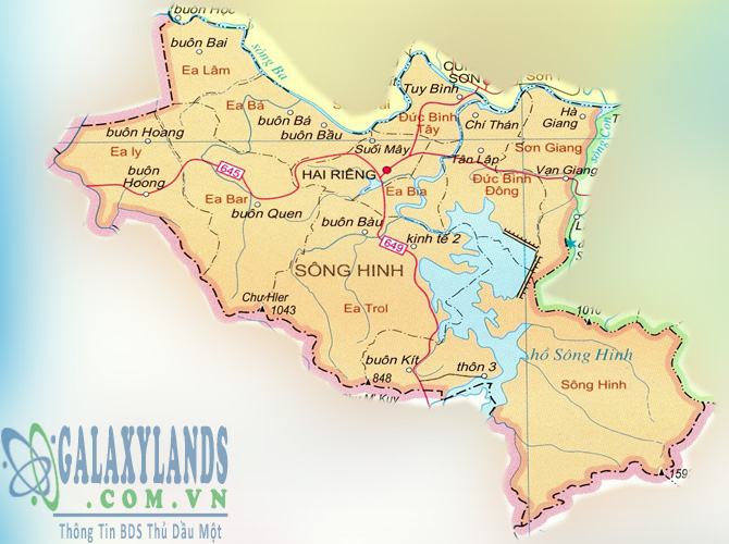 Bản đồ huyện Sông Hinh tỉnh Phú Yên