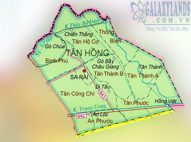 Bản đồ huyện Tân Hồng tỉnh Đồng Tháp