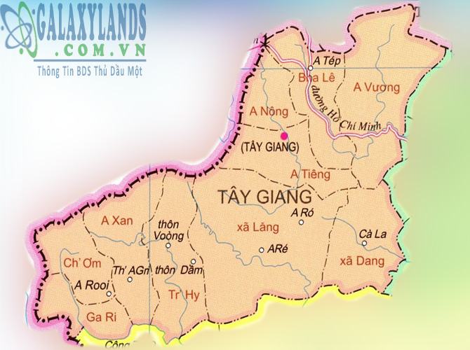 Bản đồ huyện Tây Giang tỉnh Quảng Nam