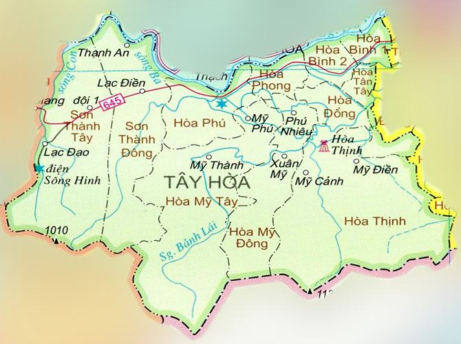 Bản đồ huyện Tây Hòa tỉnh Phú Yên
