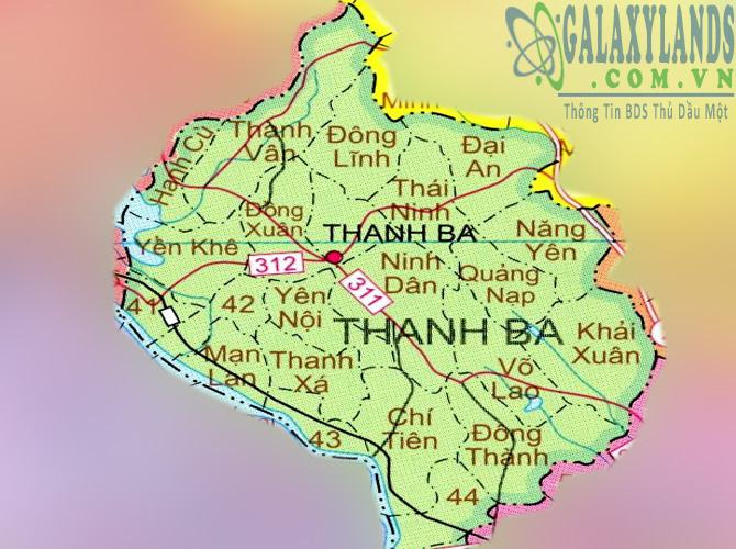 Bản đồ huyện Thanh Ba tỉnh Phú Thọ