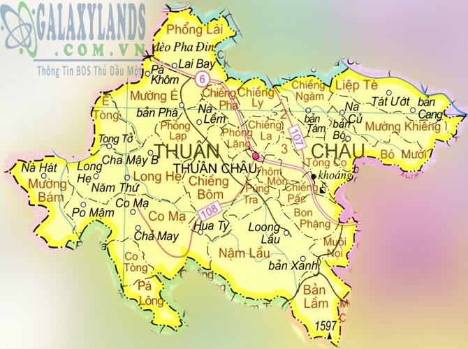 Bản đồ huyện Thuận Châu tỉnh Sơn La